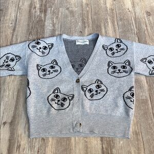 Gray Cat Face Cardigan